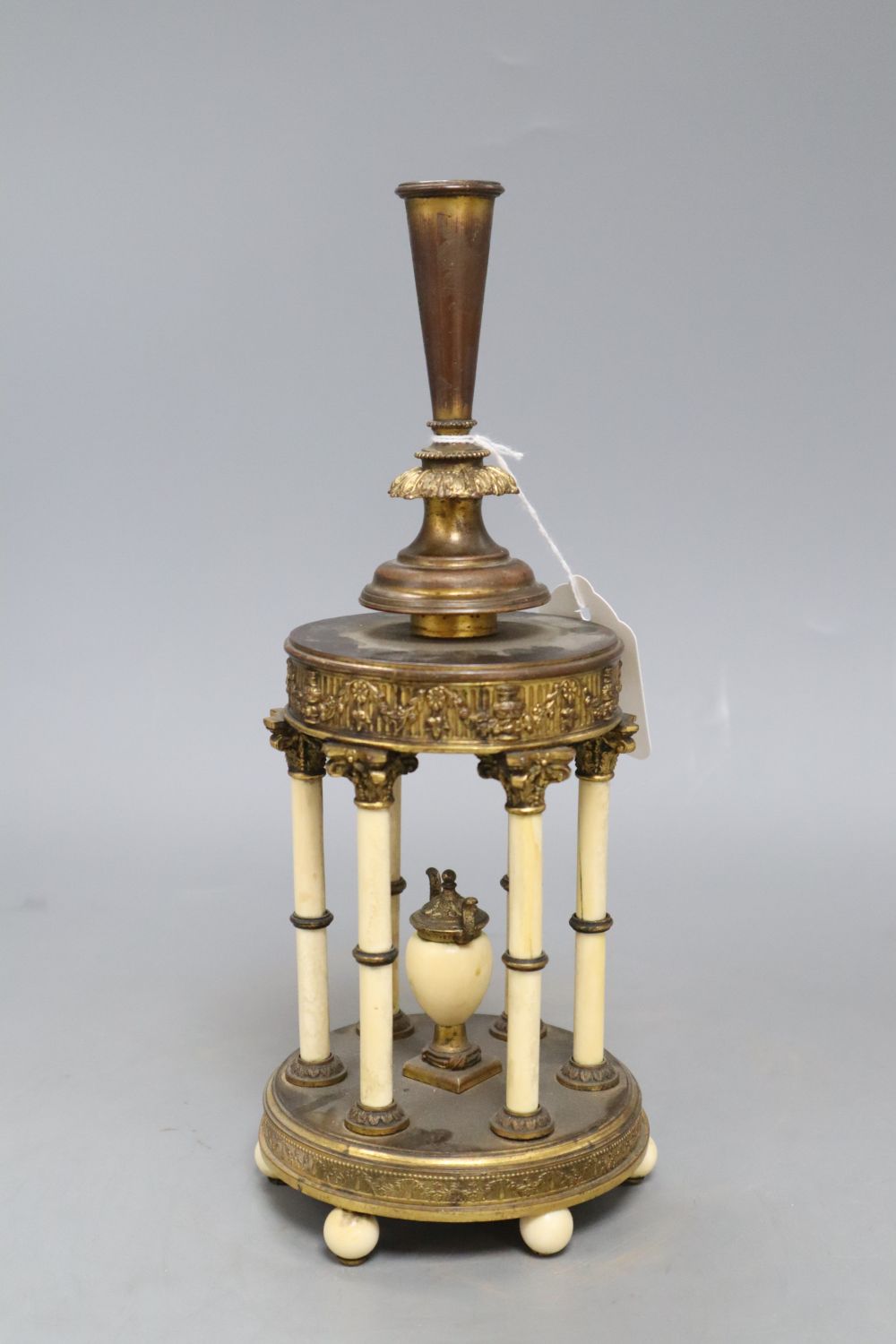 A French ivory and gilt centrepiece posy holder, c.1900, 26.5cm